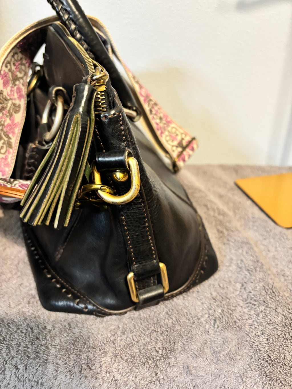 Dooney & Bourke Florentine Front Pocket Satchel Black Leather