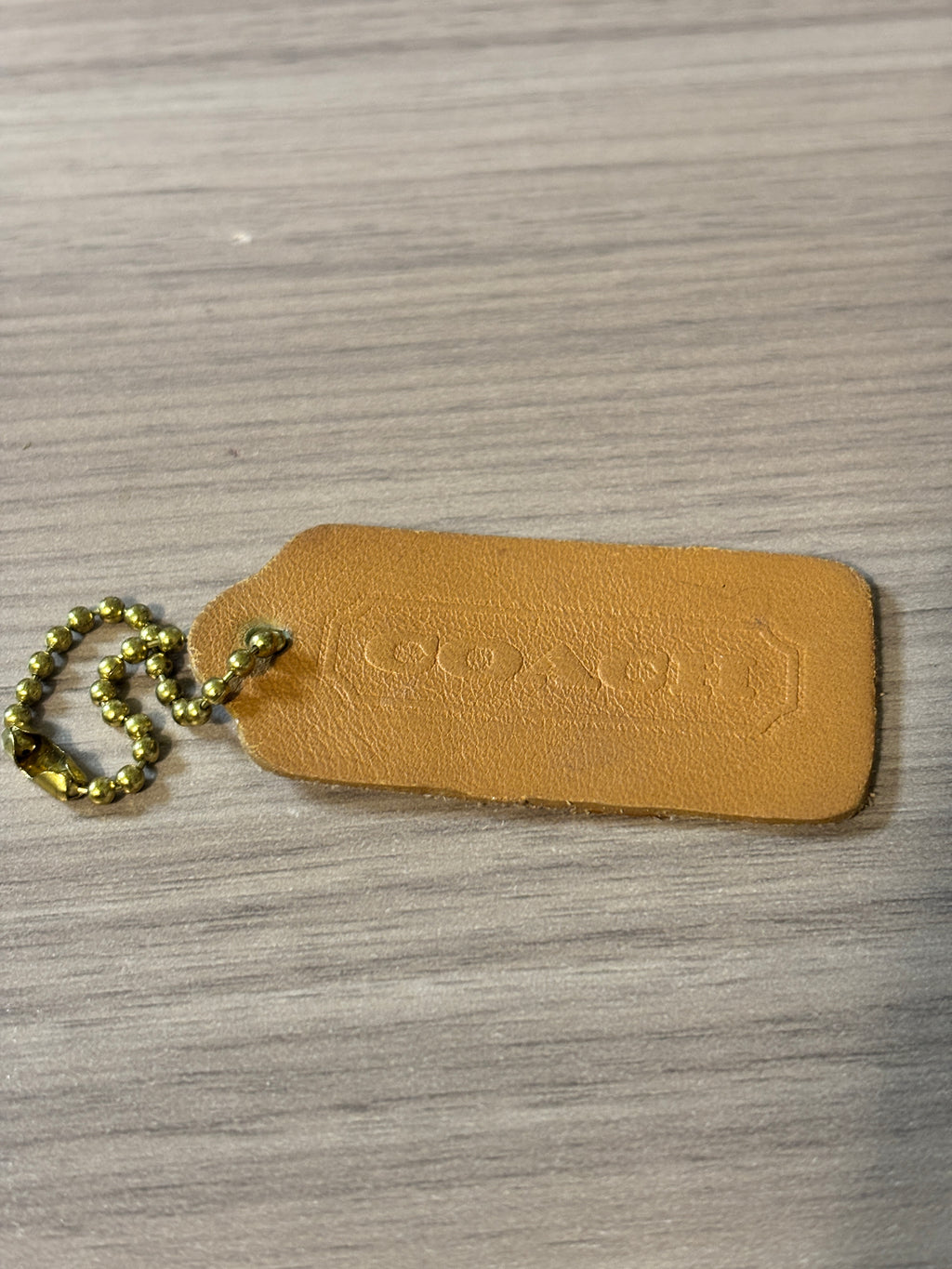 Vintage Coach Camel Leather Hang Tag Replacement One-Sided with Ball Chain