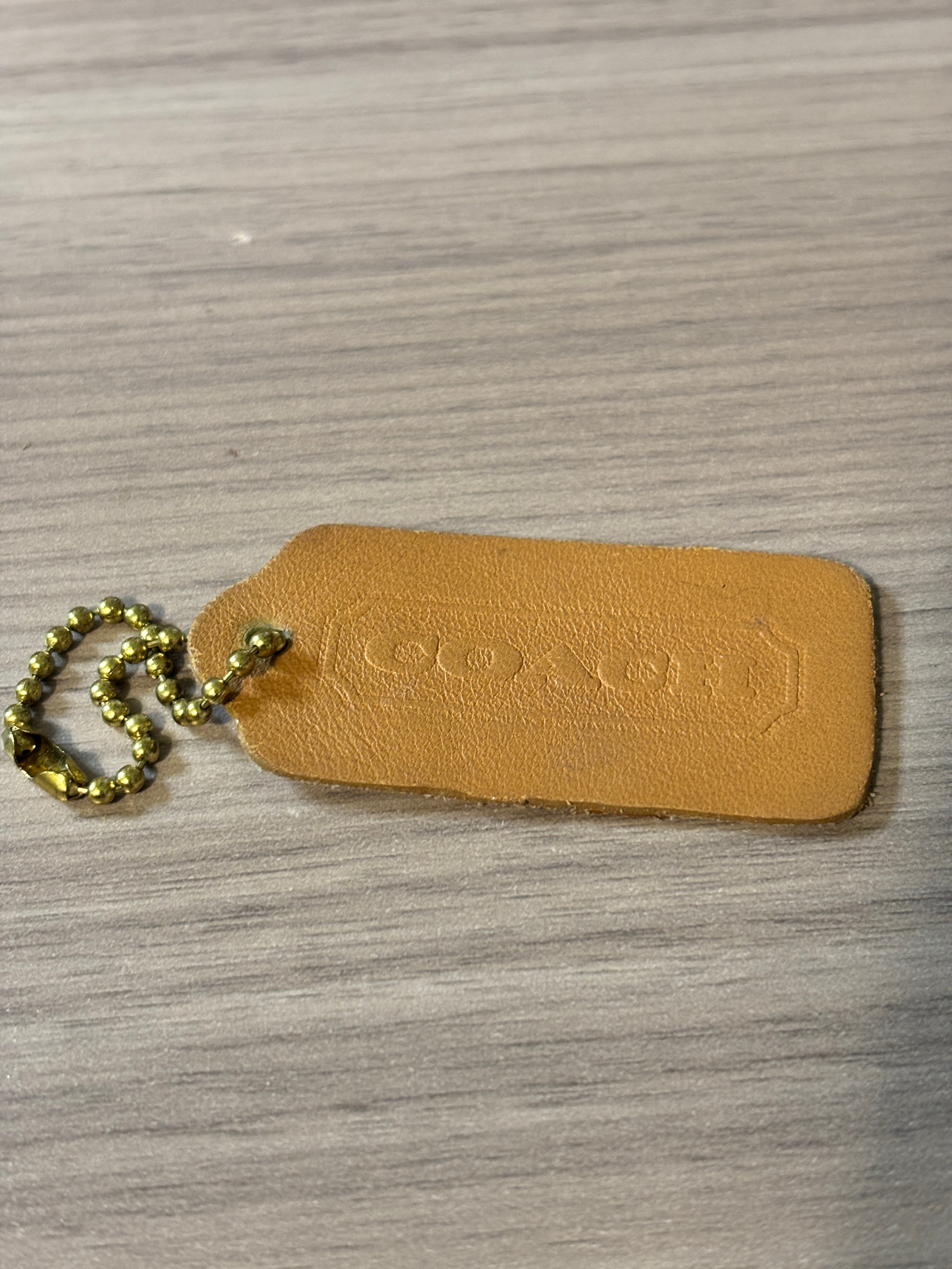 Vintage Coach Camel Leather Hang Tag Replacement One-Sided with Ball Chain