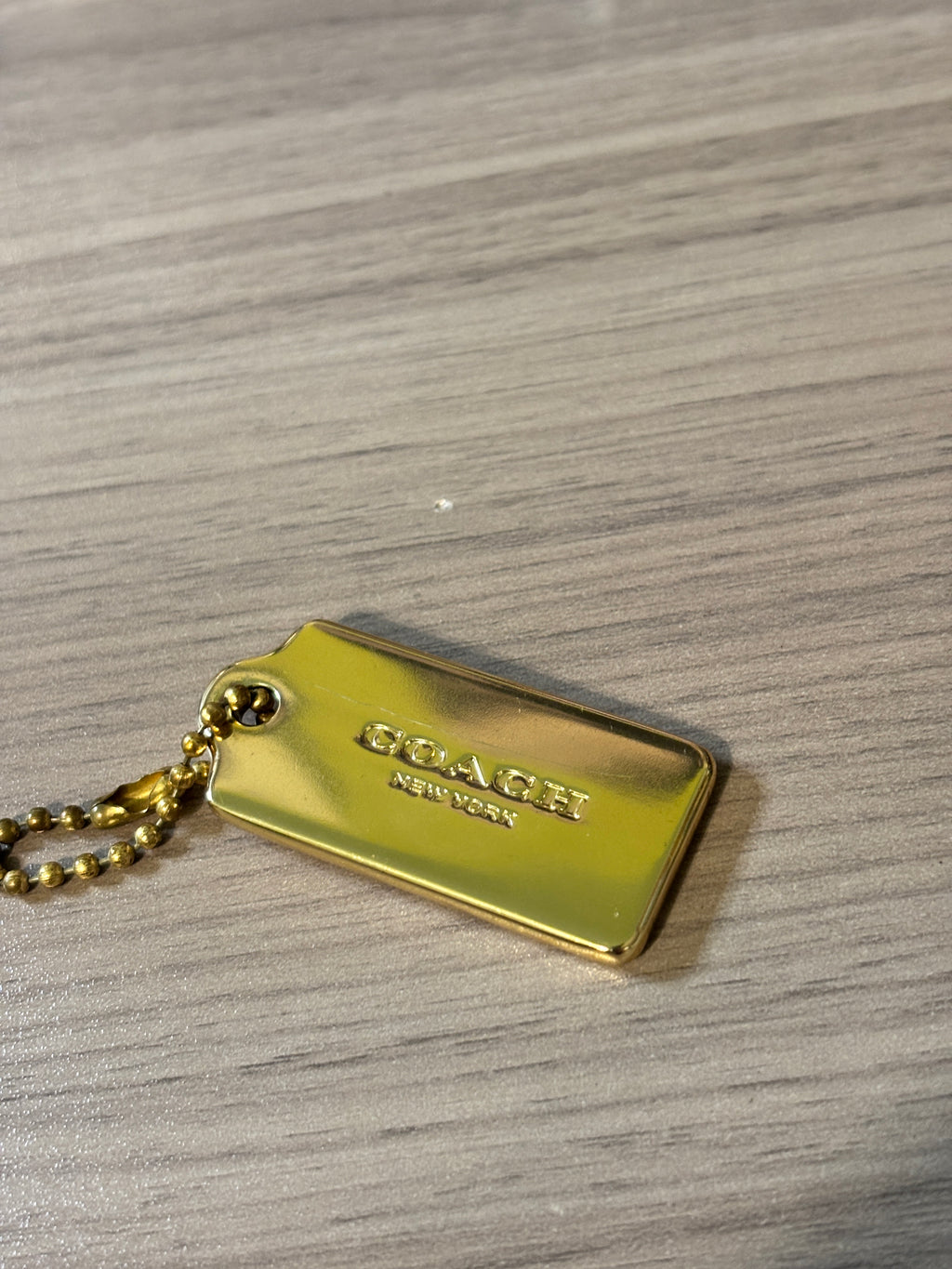 Coach Gold Tone Metal Hang Tag with Ball Chain Replacement Bag Charm