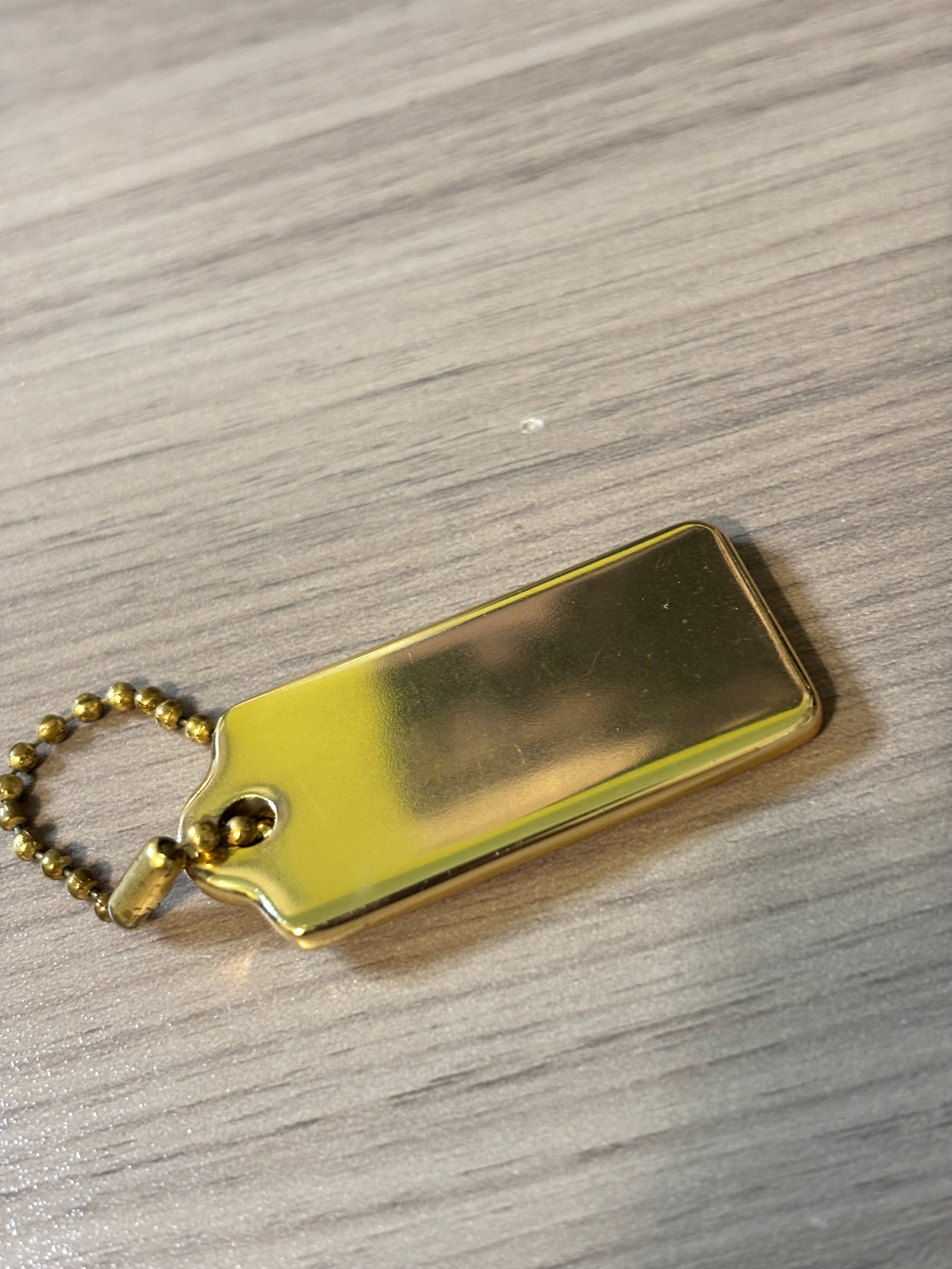Coach Gold Tone Metal Hang Tag with Ball Chain Replacement Bag Charm