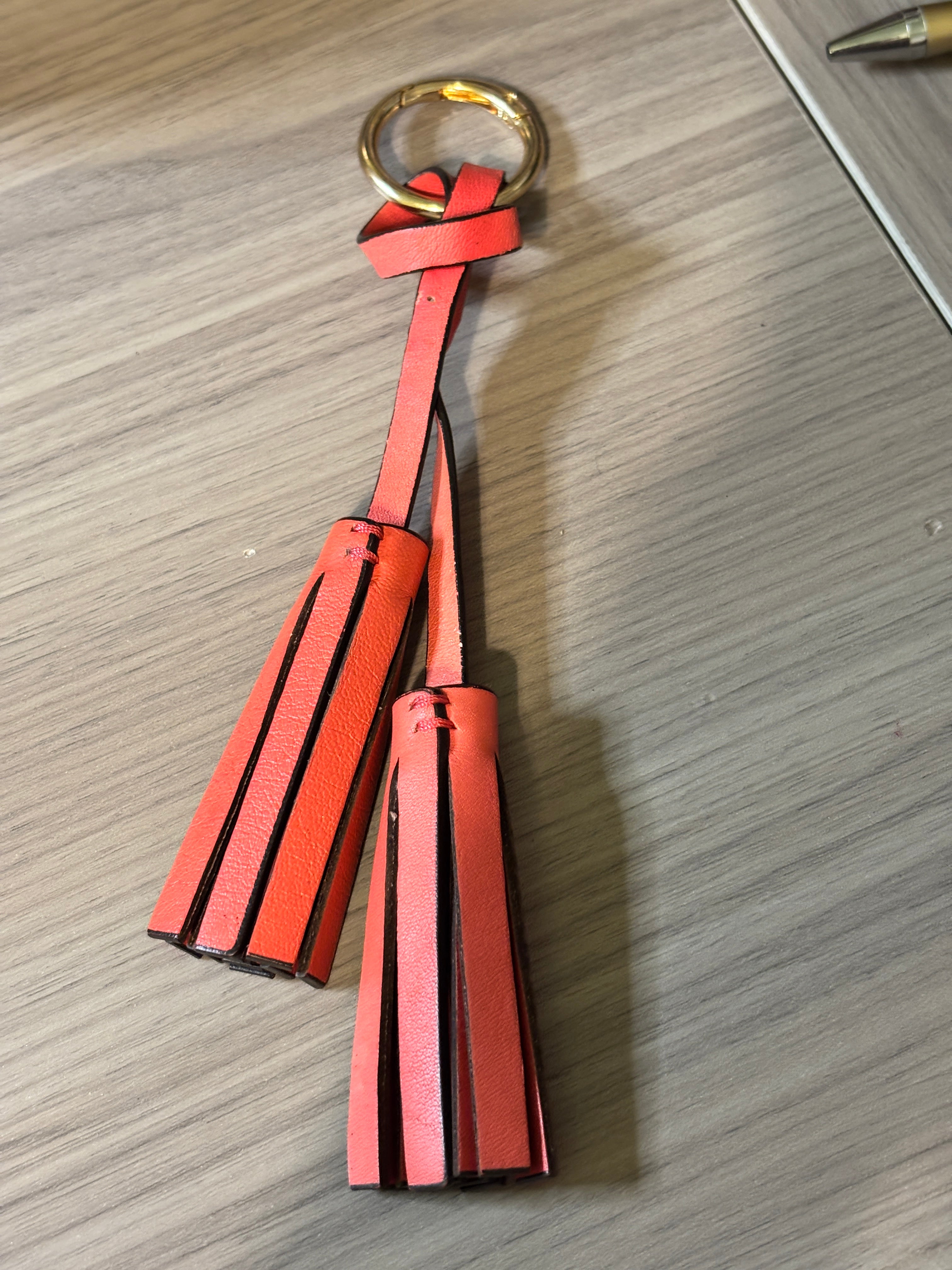 Coach Red Leather Double Tassel Bag Charm
