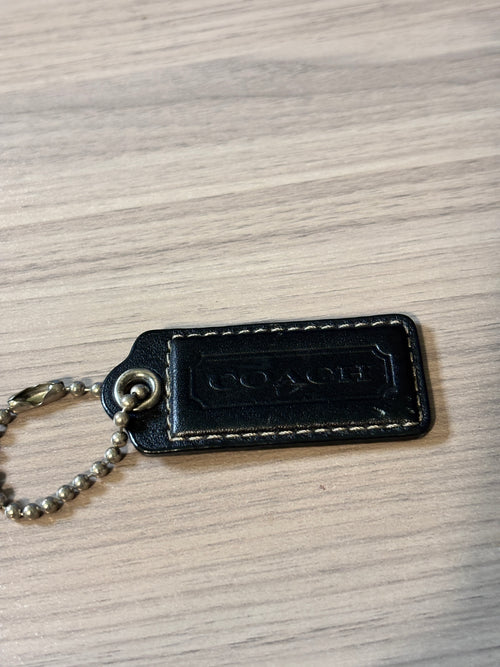 Coach Black Leather Hang Tag with Contrast Stitching Silver Ball Chain
