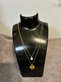 Tory Burch Gold Tone Layered Logo & Faux Pearl Pendant Necklace NWT