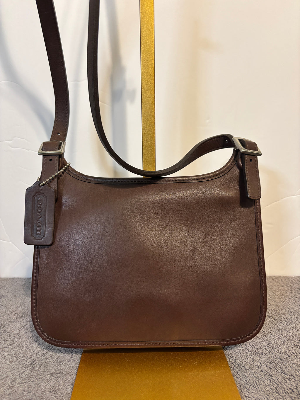 Vintage Coach 9142 Mini Hippie Flap Mahogany Leather Crossbody Bag