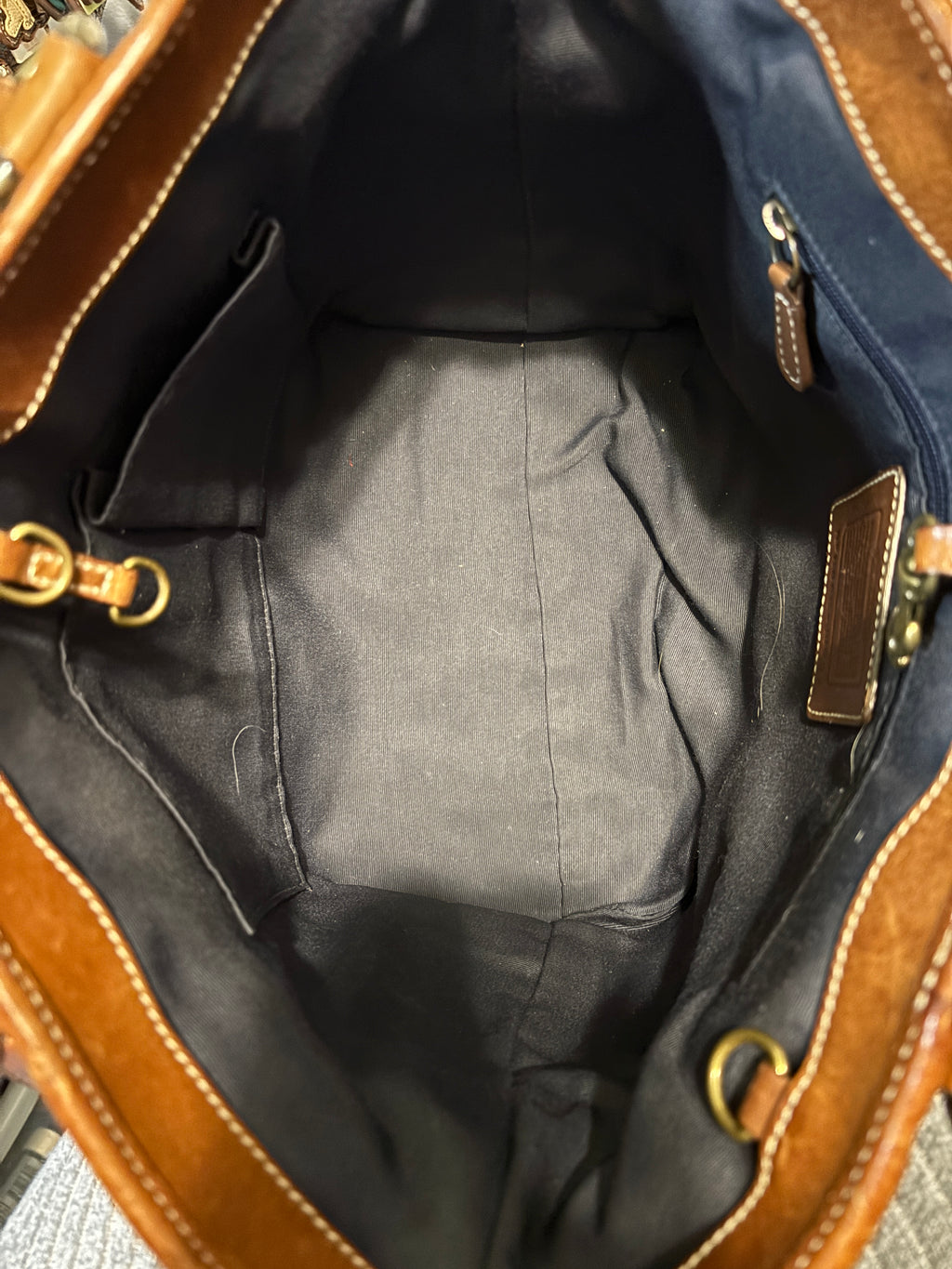 Vintage Coach 10002 Legacy Denim Patchwork Tote Whiskey Leather Y2K