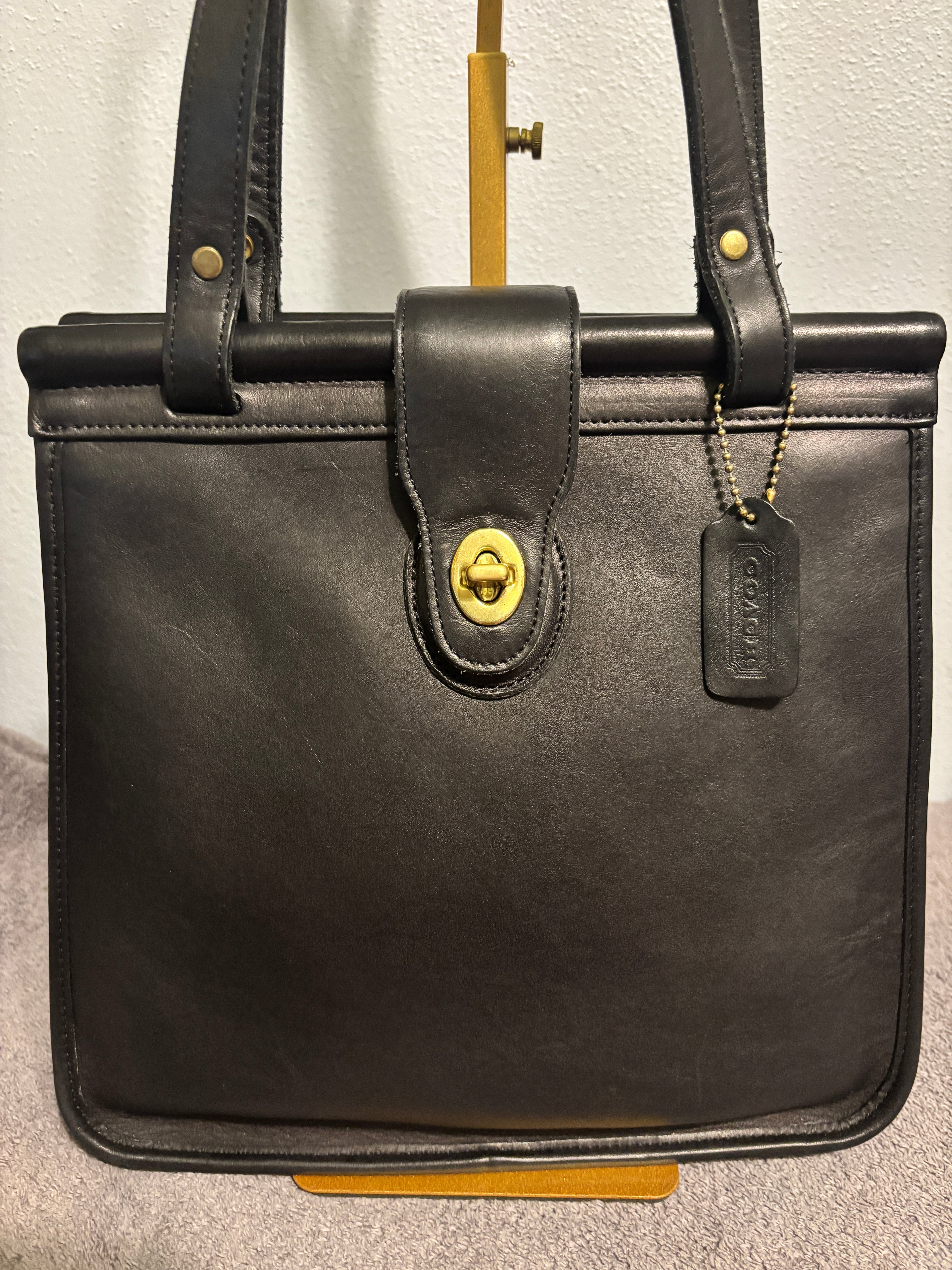 1997 Vintage Coach Weston Shopper Tote 9021 Black Leather Shoulder Bag