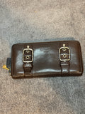 Vintage Coach Zoe Chocolate Leather Double Buckle Zip Around Wallet