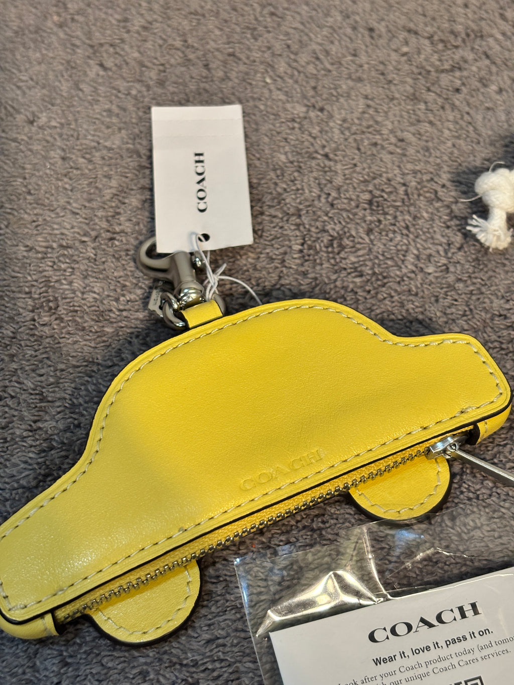 Coach Yellow Taxi Leather Coin Case Bag Charm Keychain NWT with Dust Bag