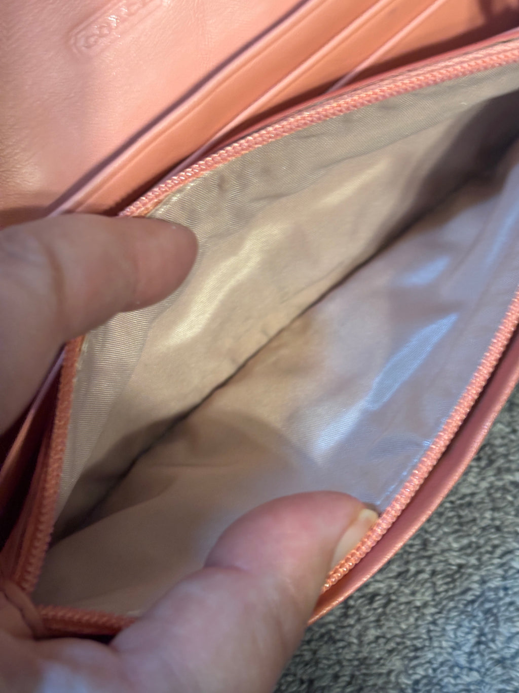 Coach Kristin Salmon Pink Leather Wallet Brass Turnlock