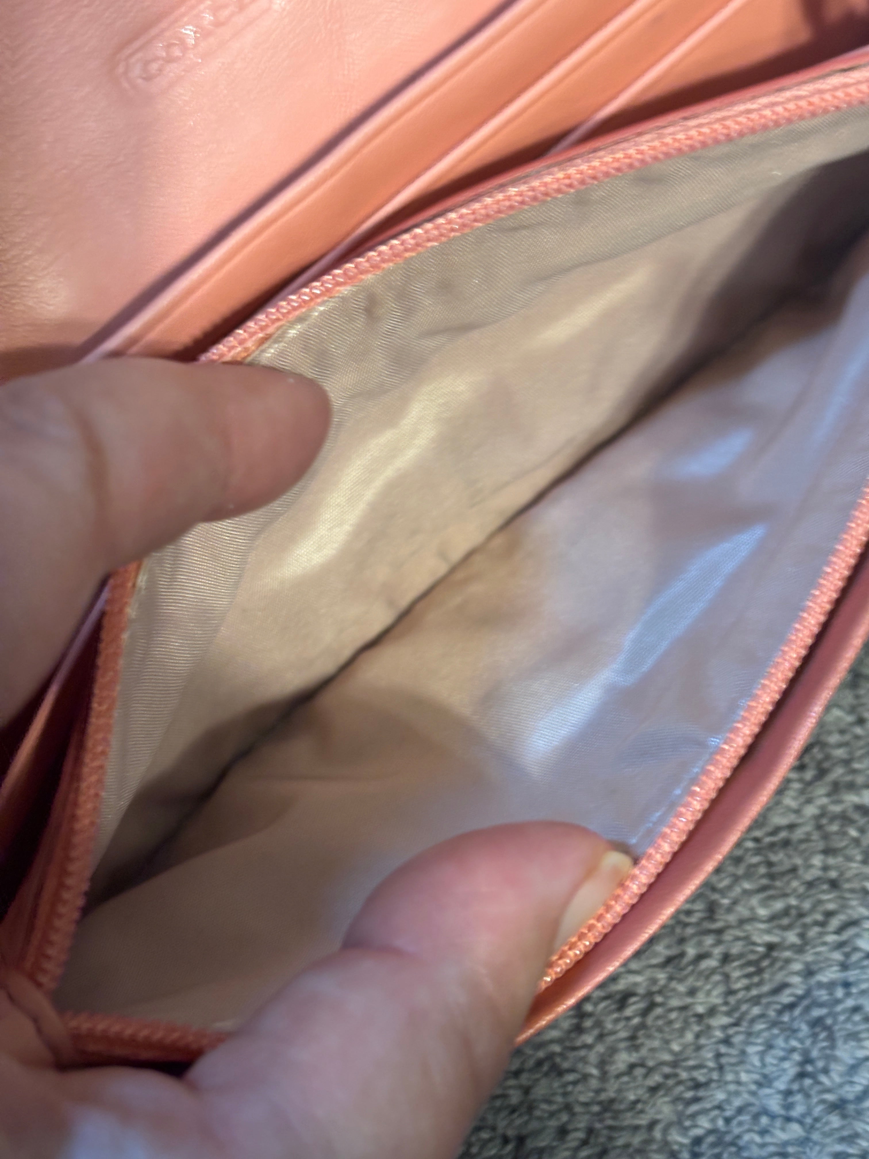 Coach Kristin Salmon Pink Leather Wallet Brass Turnlock