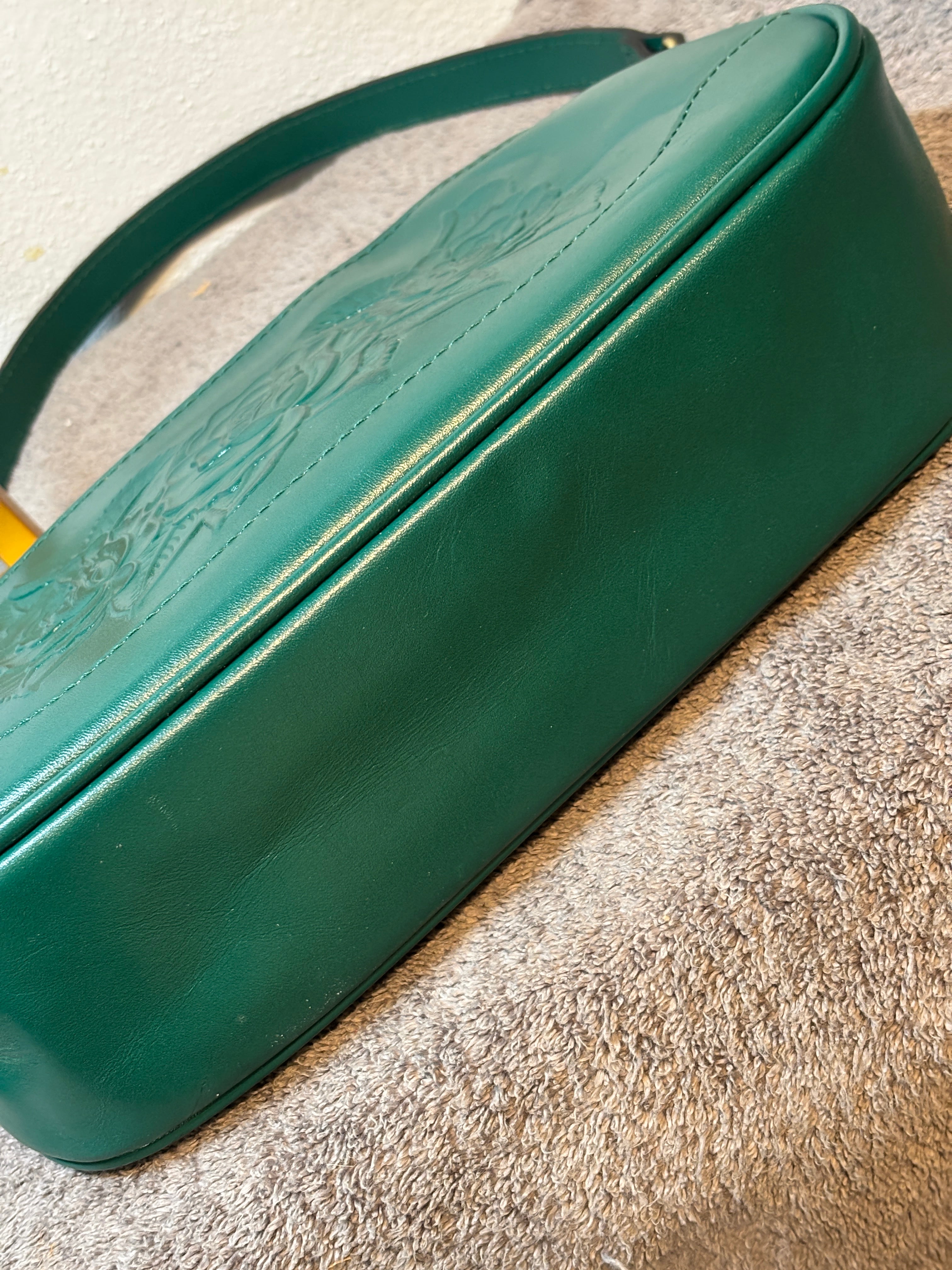 Patricia Nash Aqua Green Embossed Rose Leather Shoulder Crossbody Bag
