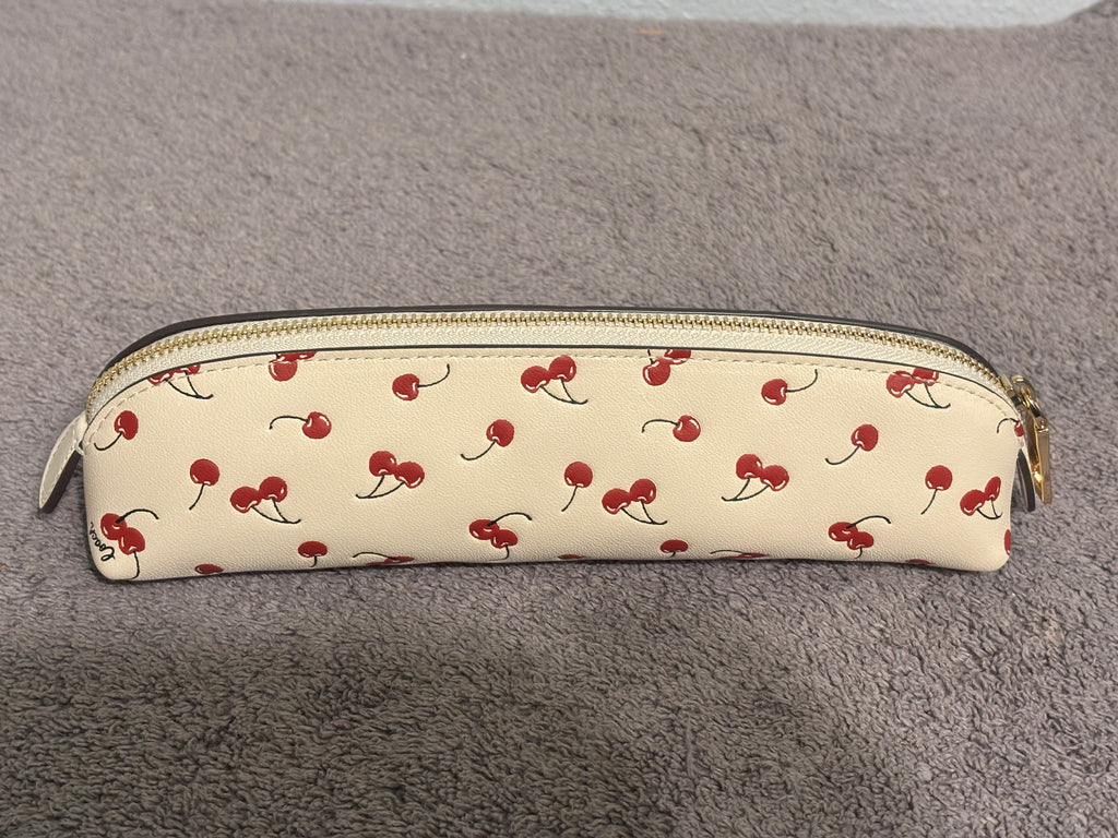 Coach Pencil Case NWT Choose Black, White, Tan Signature or Cherry Print