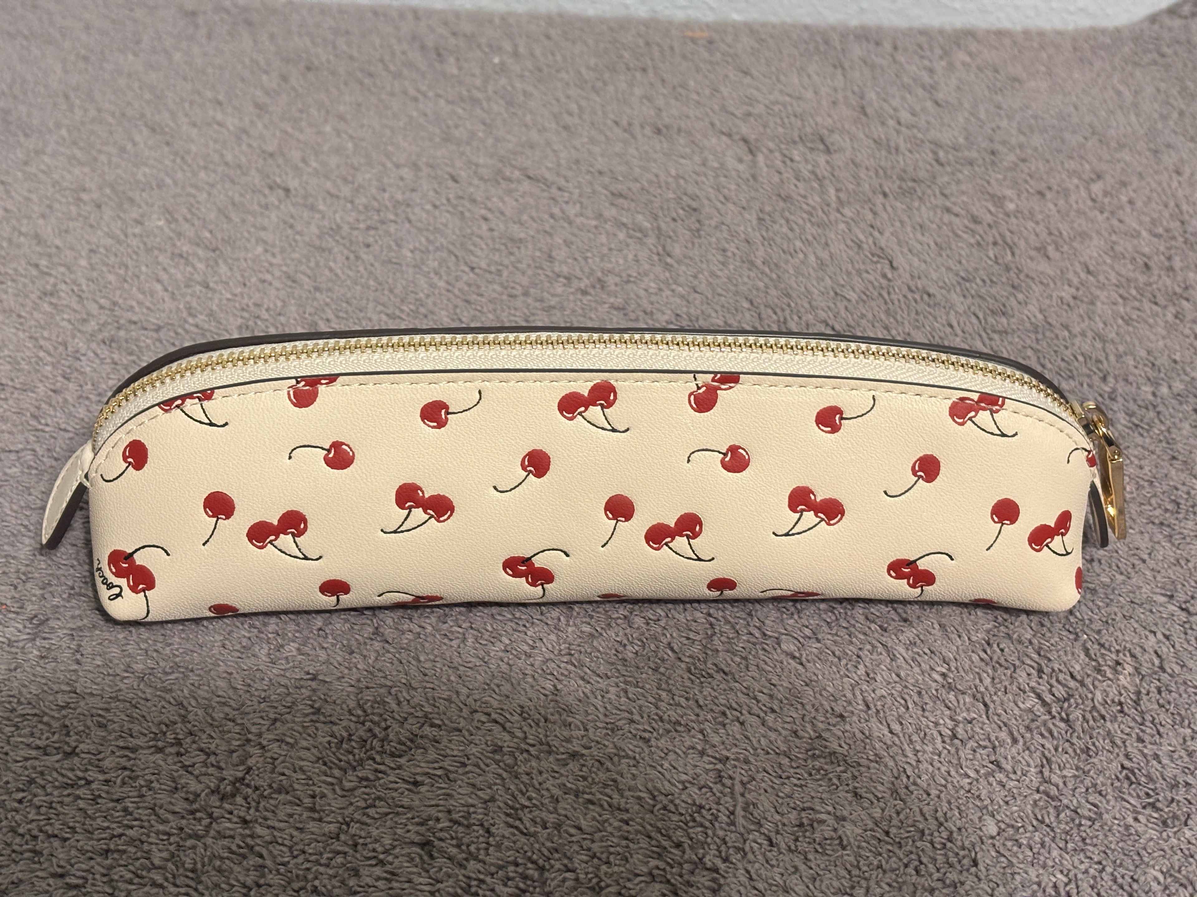 Coach Pencil Case NWT Choose Black, White, Tan Signature or Cherry Print