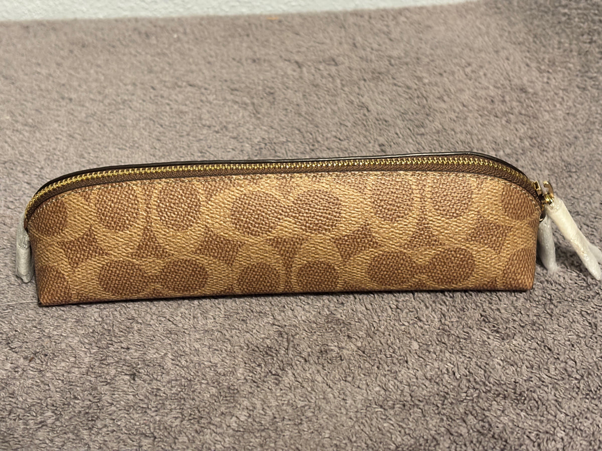 Coach Pencil Case NWT Choose Black, White, Tan Signature or Cherry Print