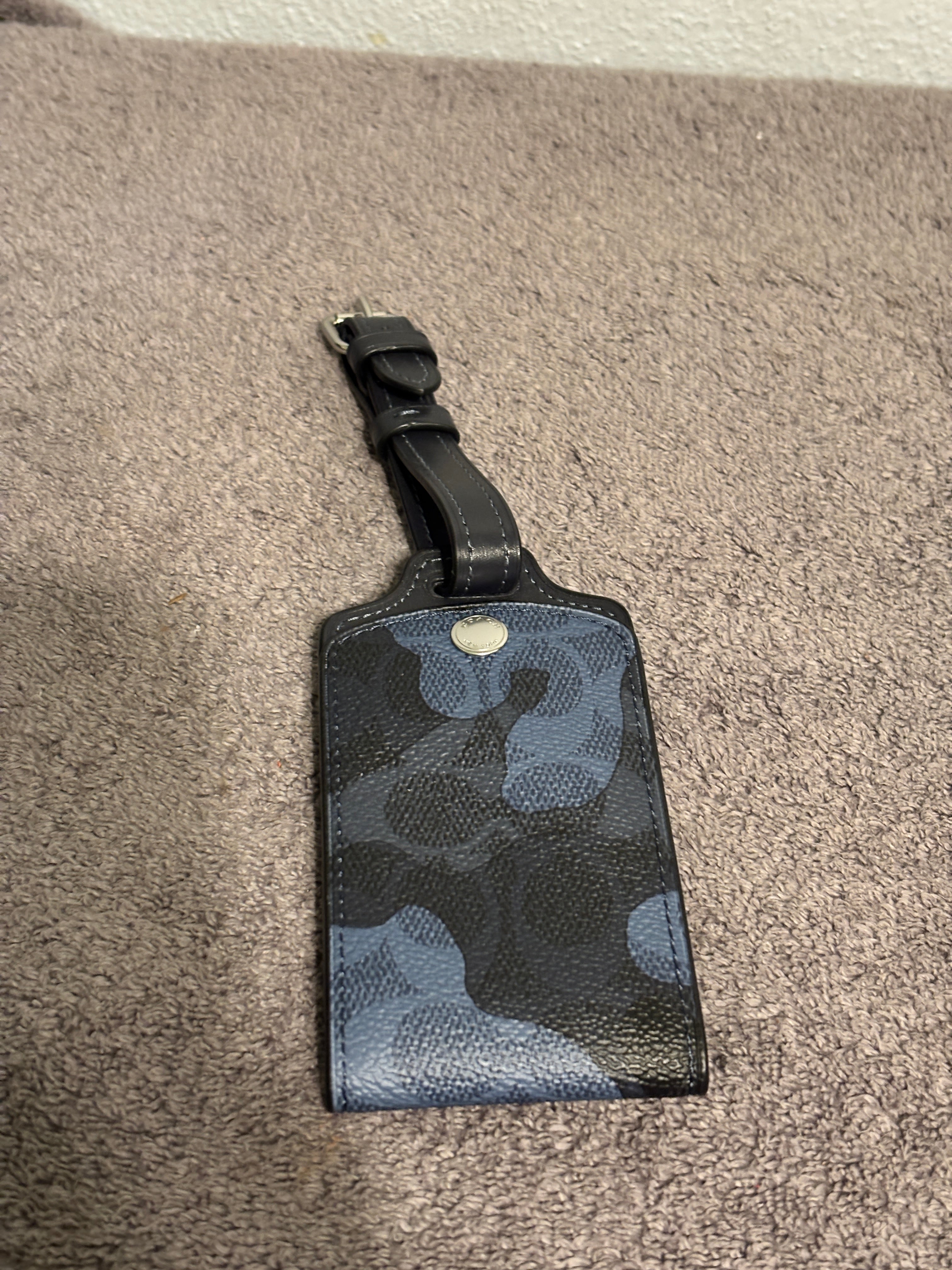 Coach CX877 Blue Signature Camo Luggage Tag NWT