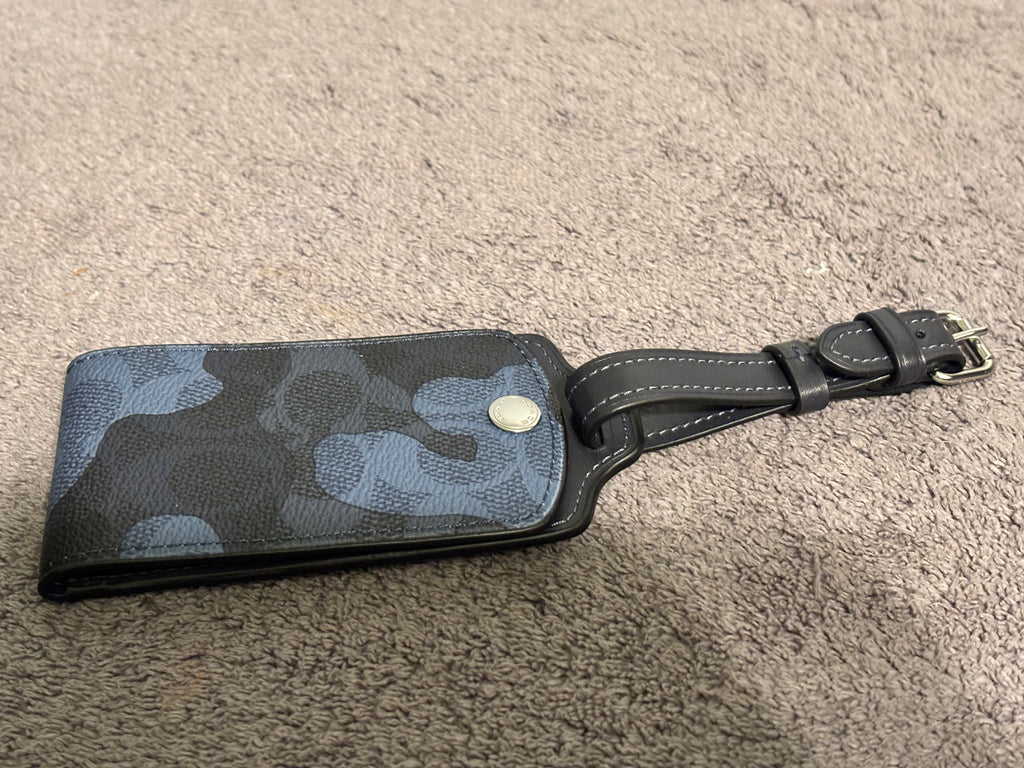 Coach CX877 Blue Signature Camo Luggage Tag NWT