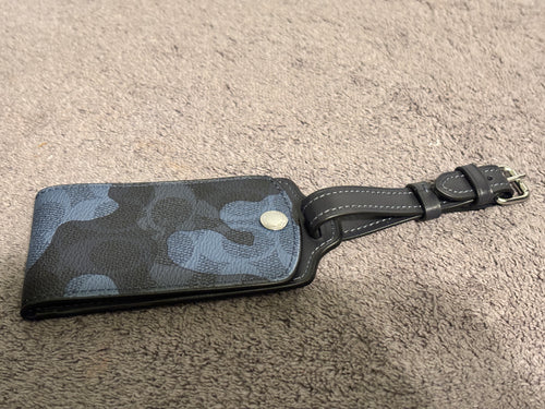 Coach CX877 Blue Signature Camo Luggage Tag NWT