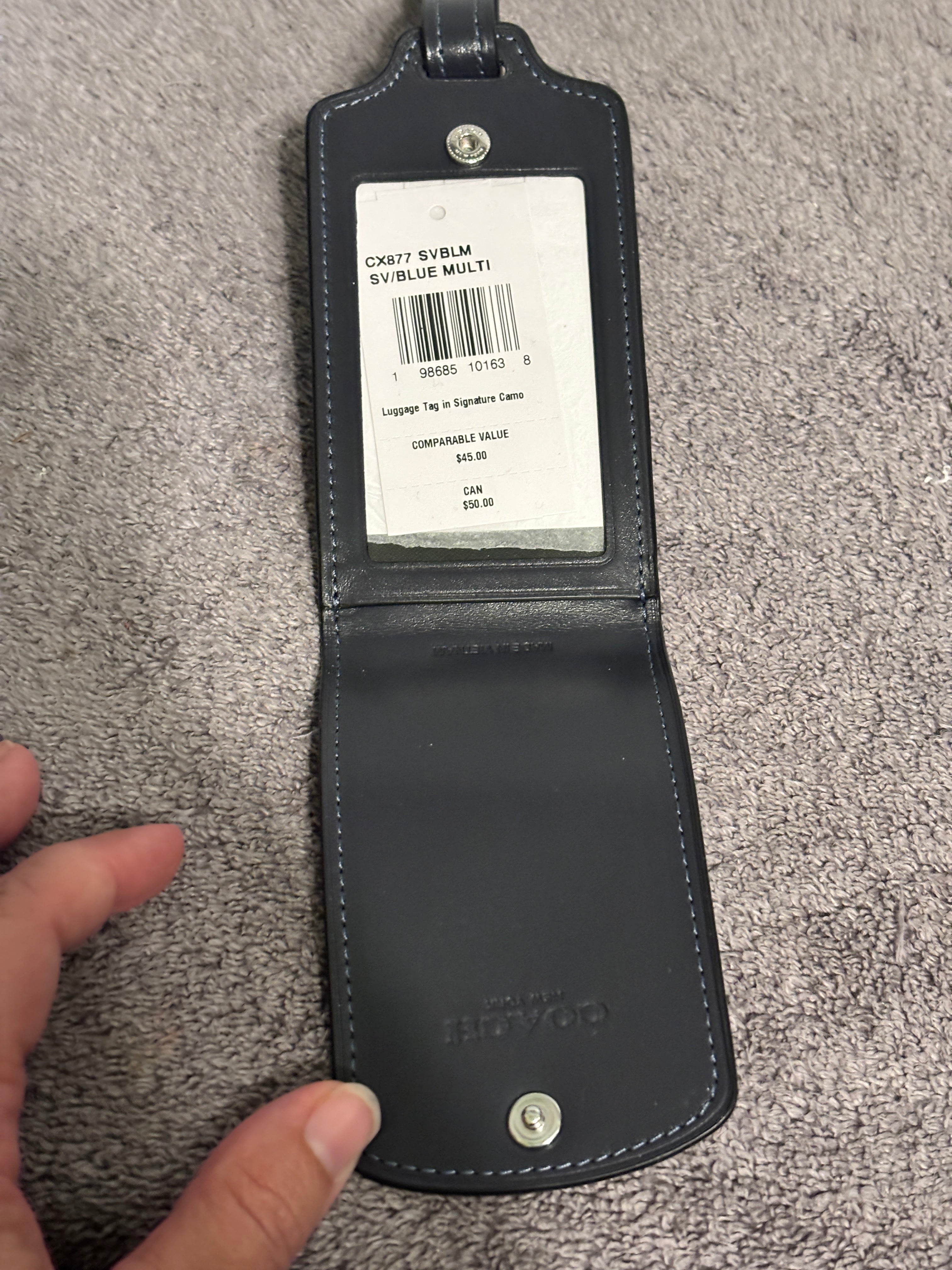 Coach CX877 Blue Signature Camo Luggage Tag NWT