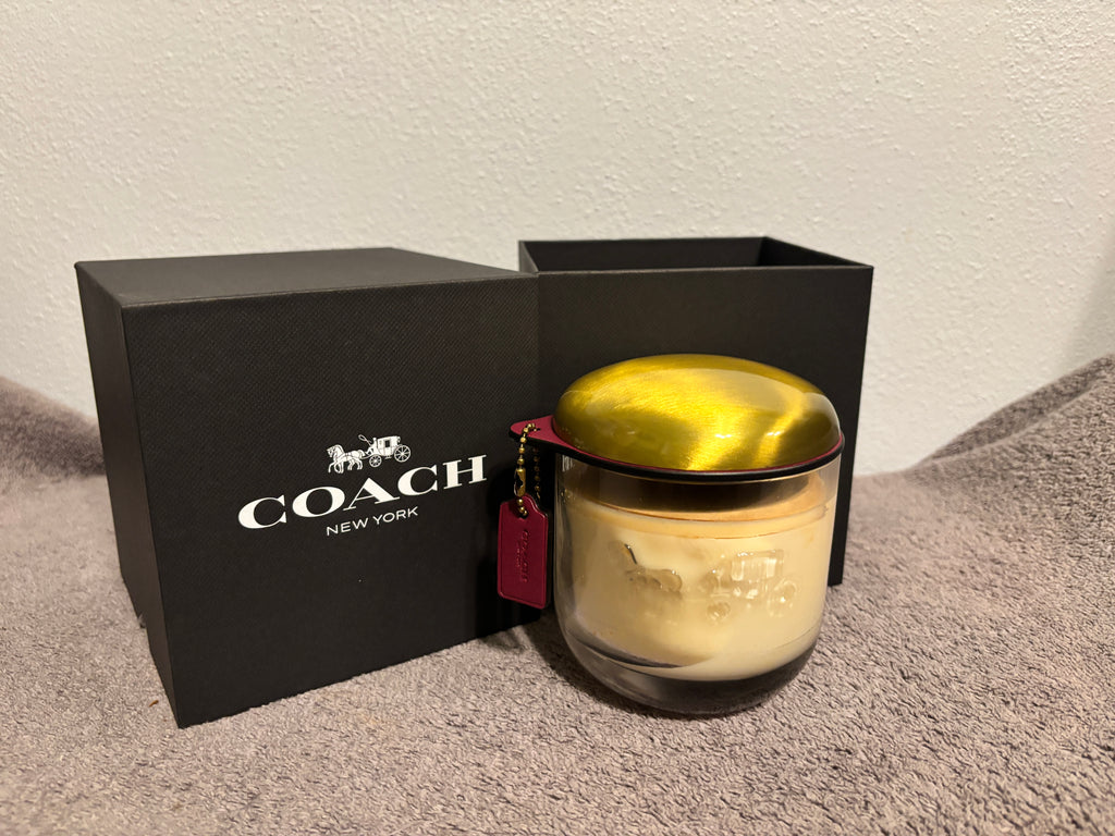 Coach New York Candle Burgundy Leather Tag Gold Lid Gift Box NWT