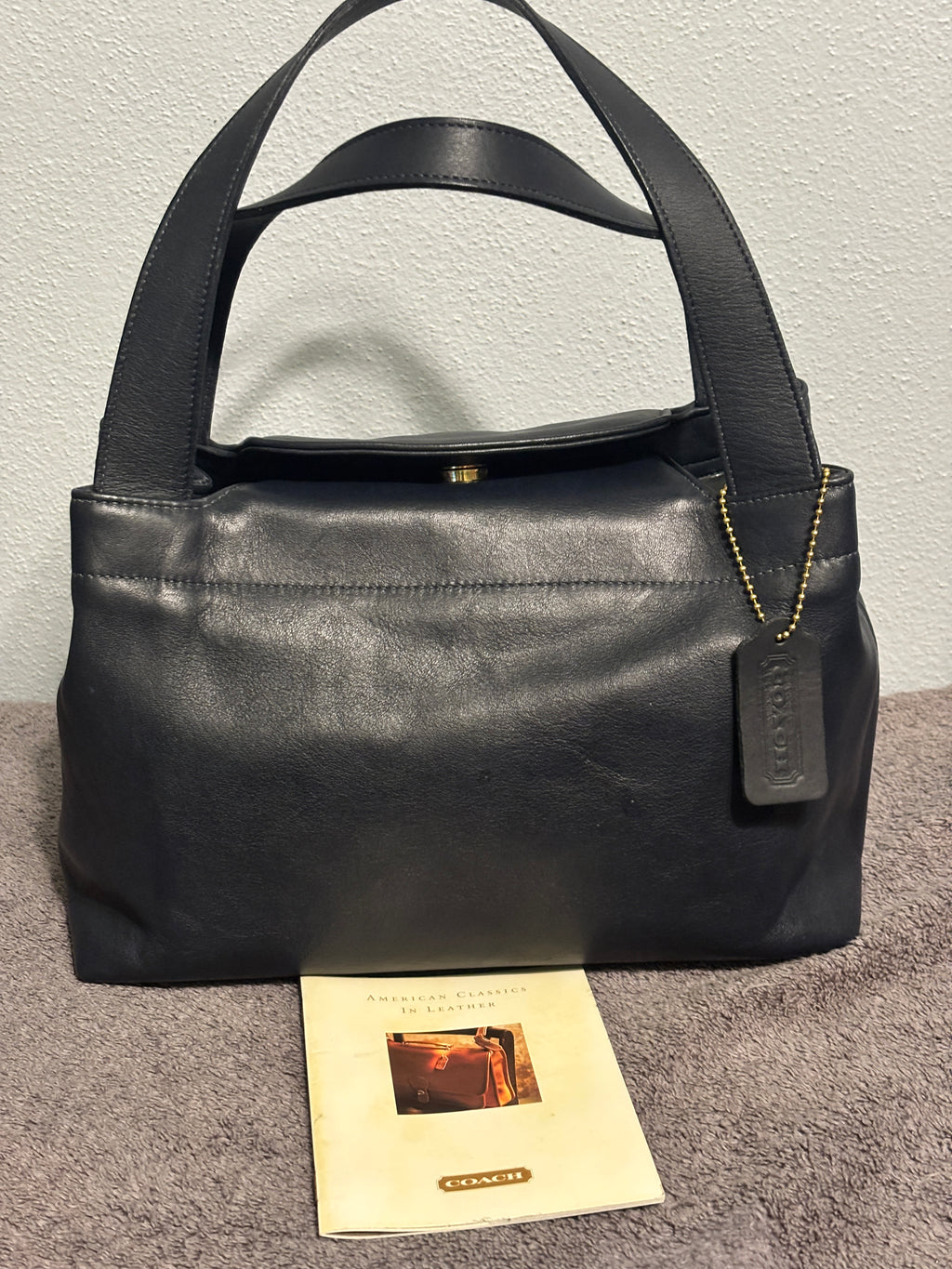 Vintage Coach 4117 Terrace Bag Navy Blue Leather Made in USA