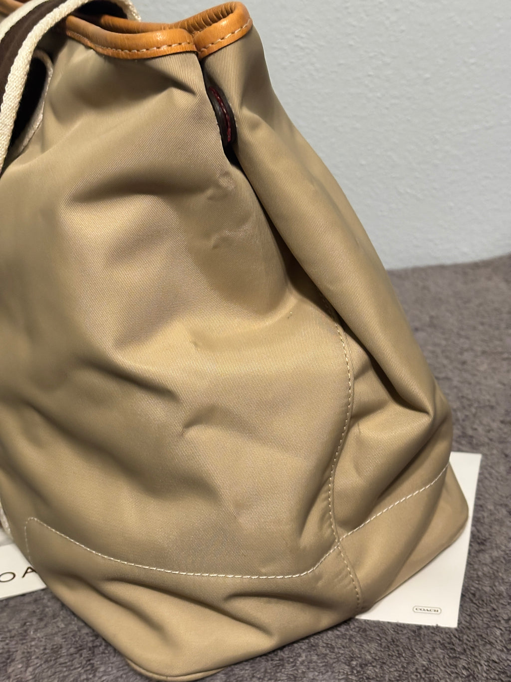 Vintage Coach Hampton Large Nylon Travel Tote Bag 6262 tan/orange