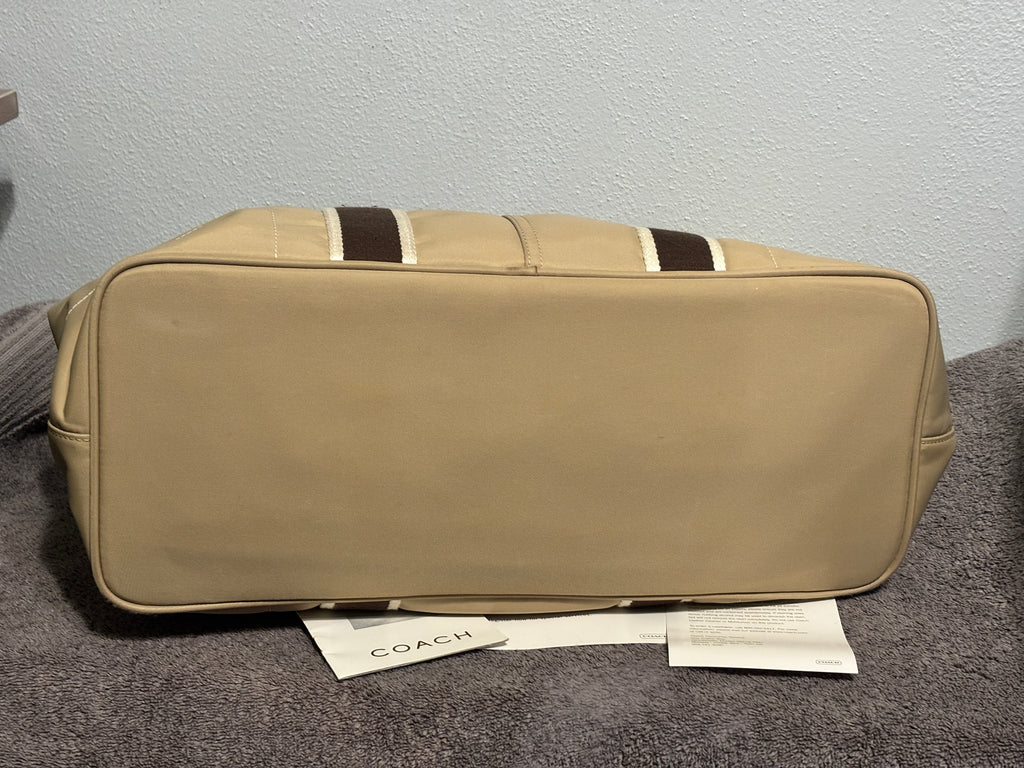 Vintage Coach Hampton Large Nylon Travel Tote Bag 6262 tan/orange