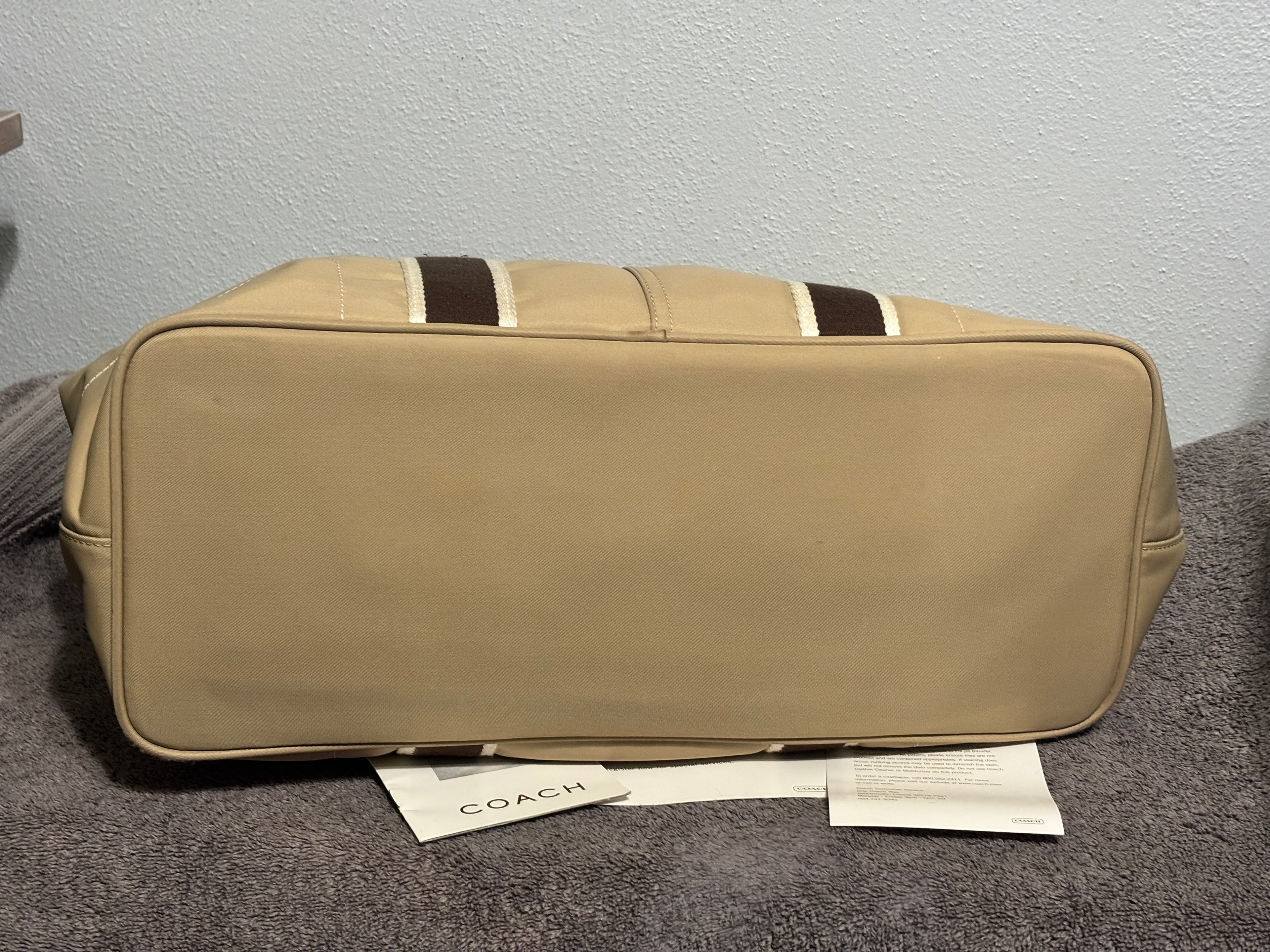 Vintage Coach Hampton Large Nylon Travel Tote Bag 6262 tan/orange