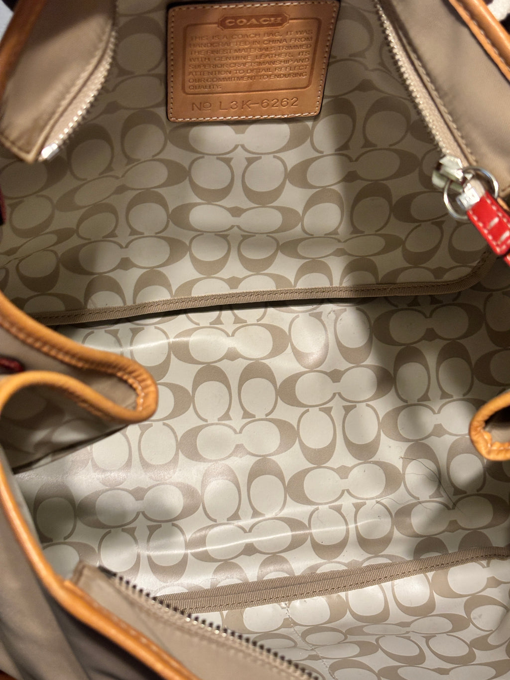 Vintage Coach Hampton Large Nylon Travel Tote Bag 6262 tan/orange