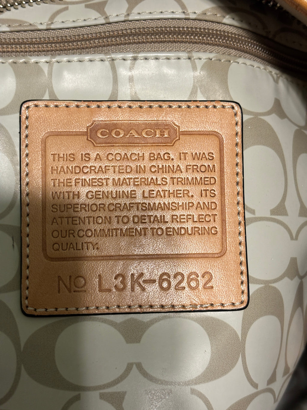 Vintage Coach Hampton Large Nylon Travel Tote Bag 6262 tan/orange