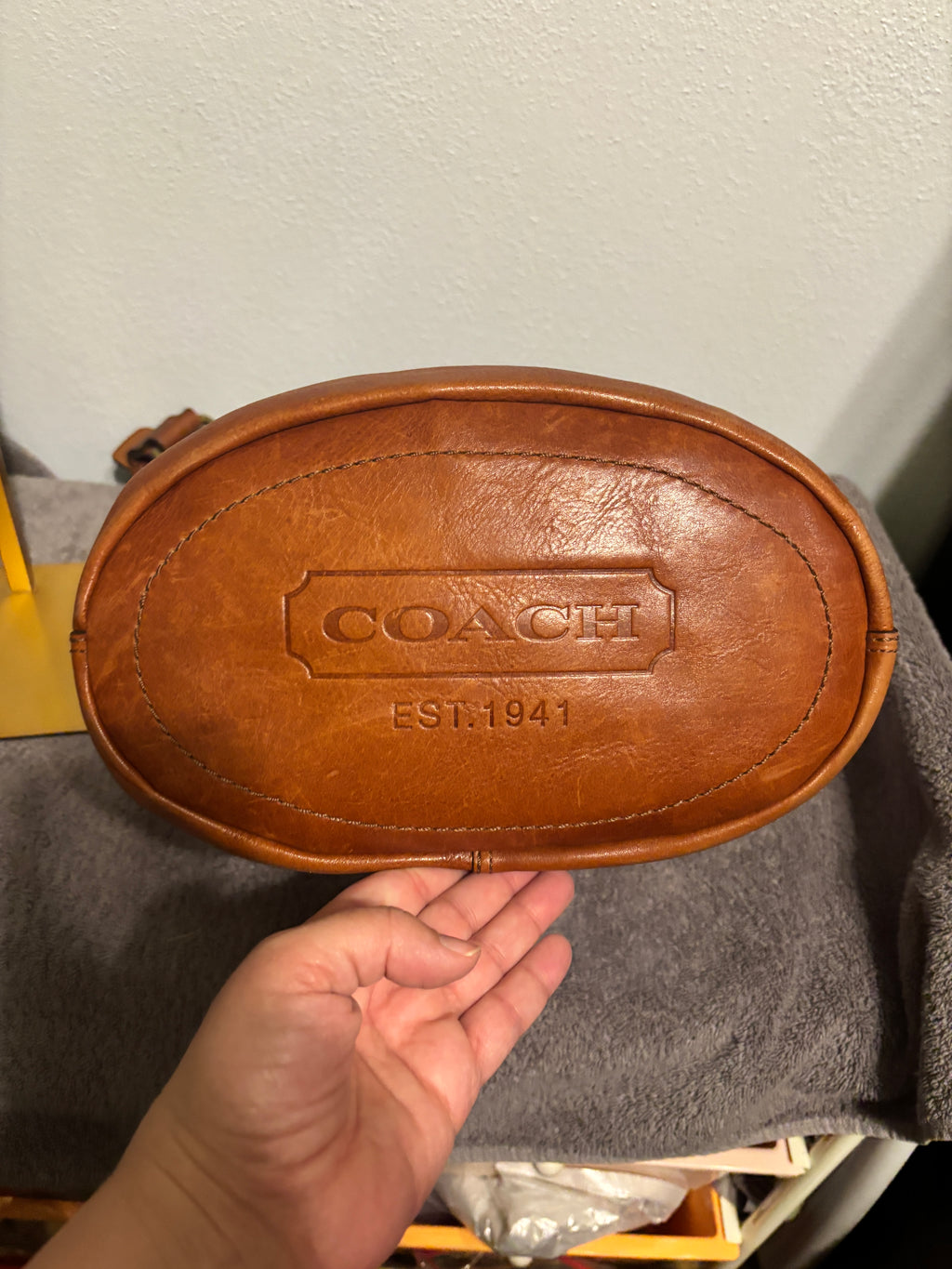 Coach Bleecker XL Leather Duffle Bag 11423 Brown with Tattersall Lining