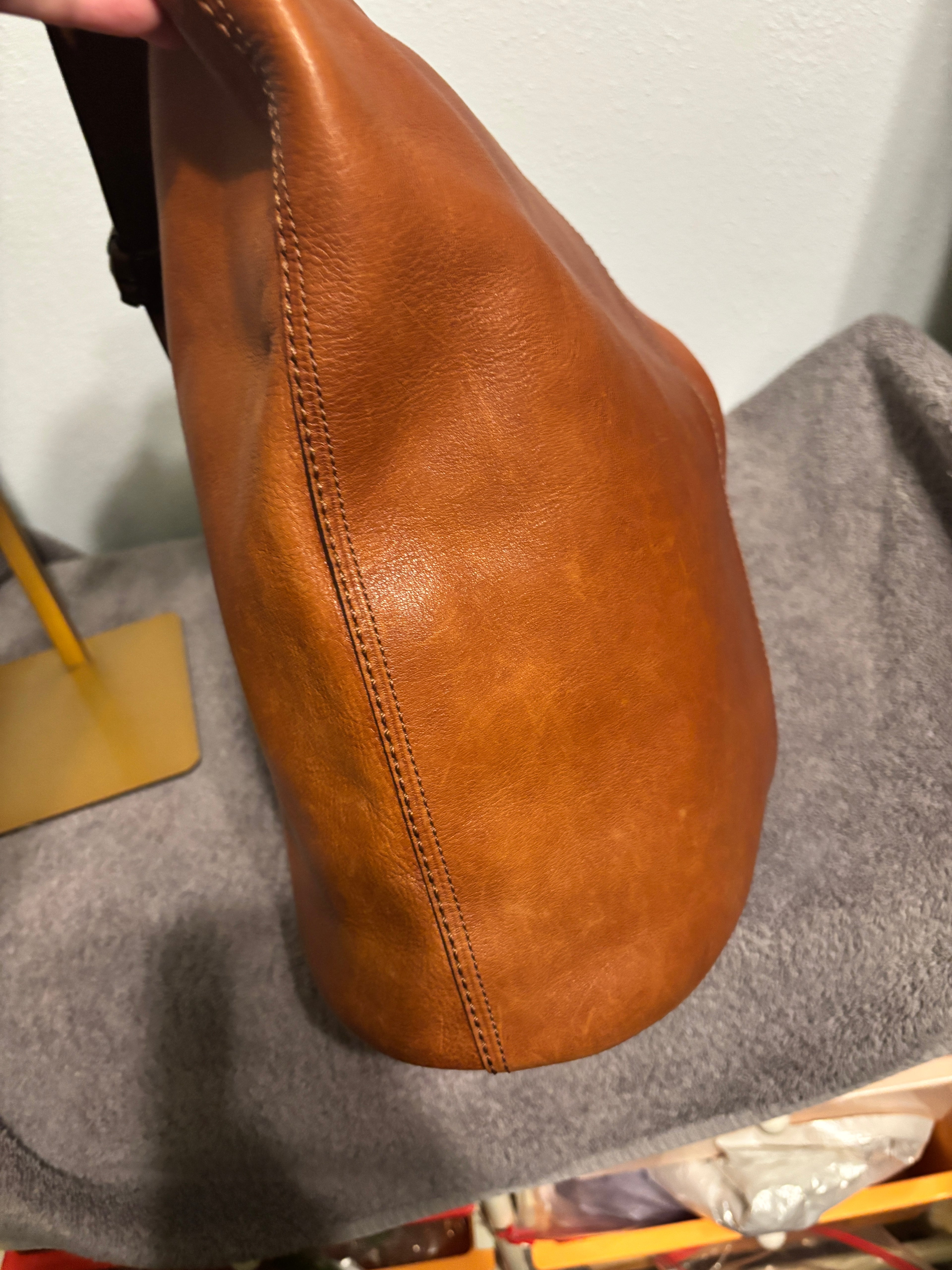 Coach Bleecker XL Leather Duffle Bag 11423 Brown with Tattersall Lining