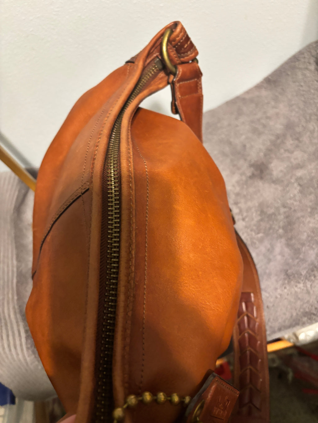 Coach Bleecker XL Leather Duffle Bag 11423 Brown with Tattersall Lining