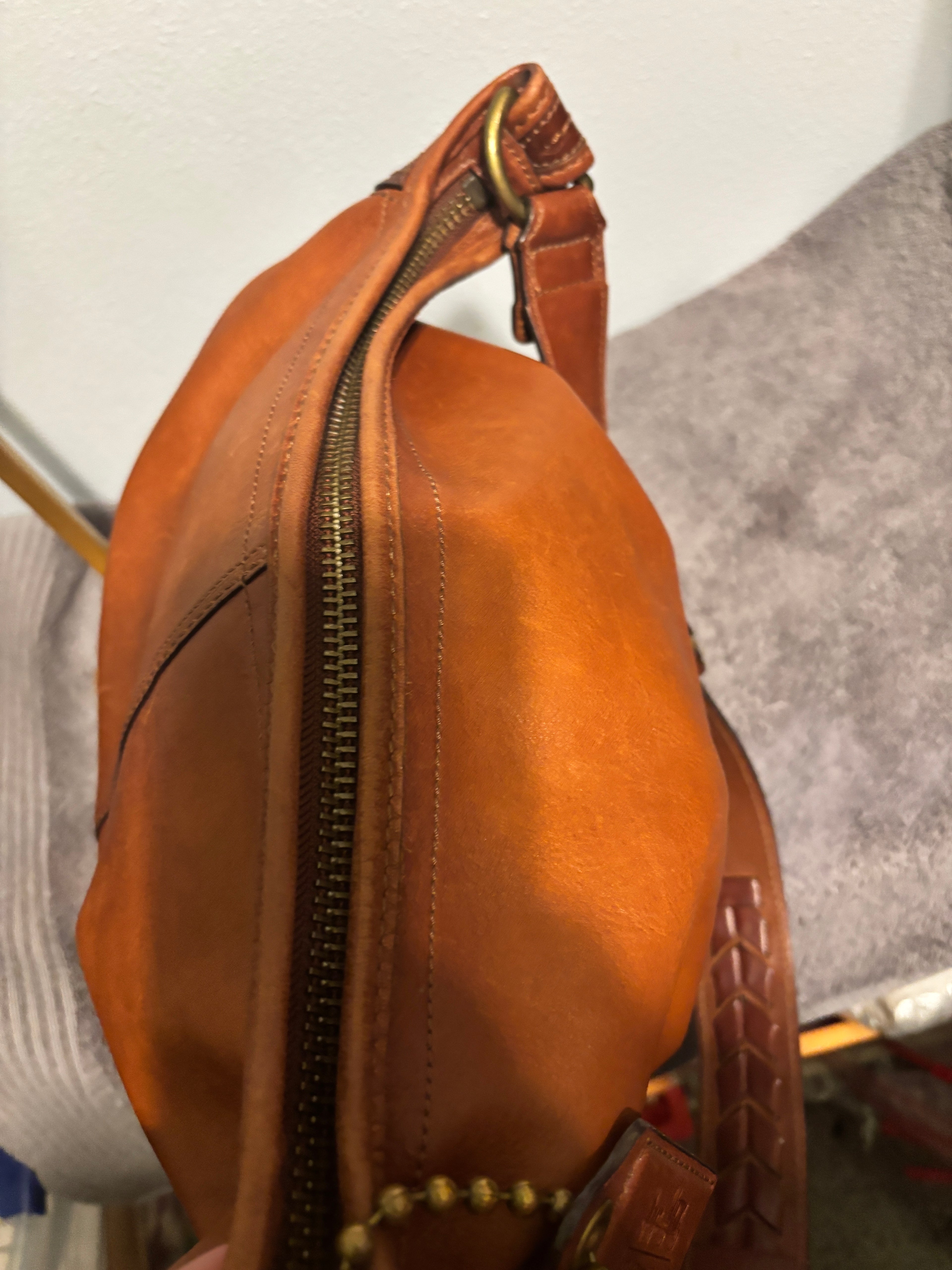 Coach Bleecker XL Leather Duffle Bag 11423 Brown with Tattersall Lining
