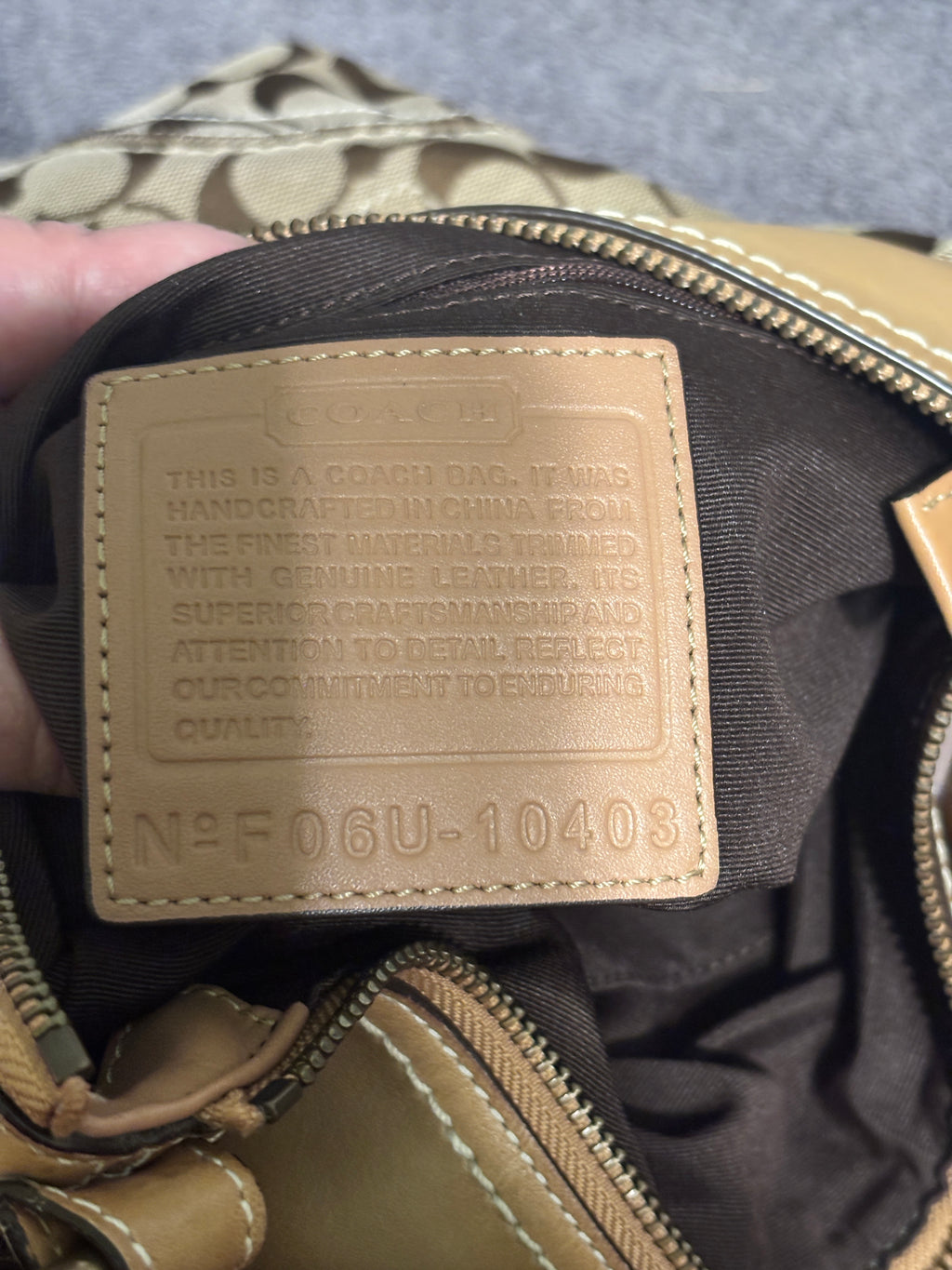 Coach Legacy Signature Medium Duffle Crossbody Bag 10403 Khaki Gold-2006