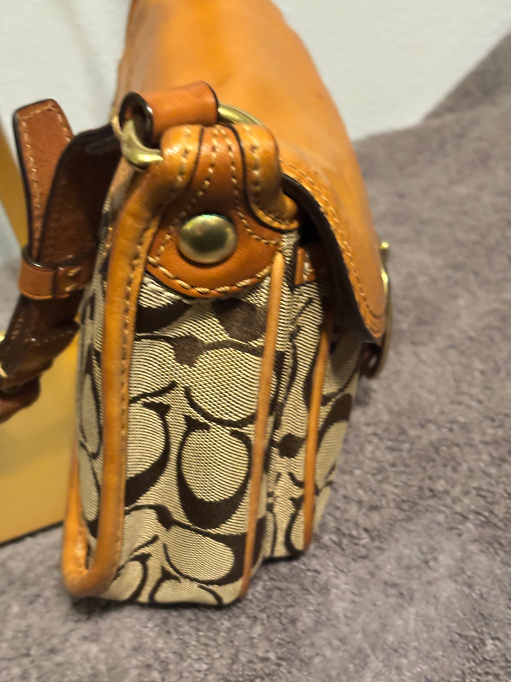 Coach 11593 Bleecker Signature Small Flap Crossbody Khaki Gold