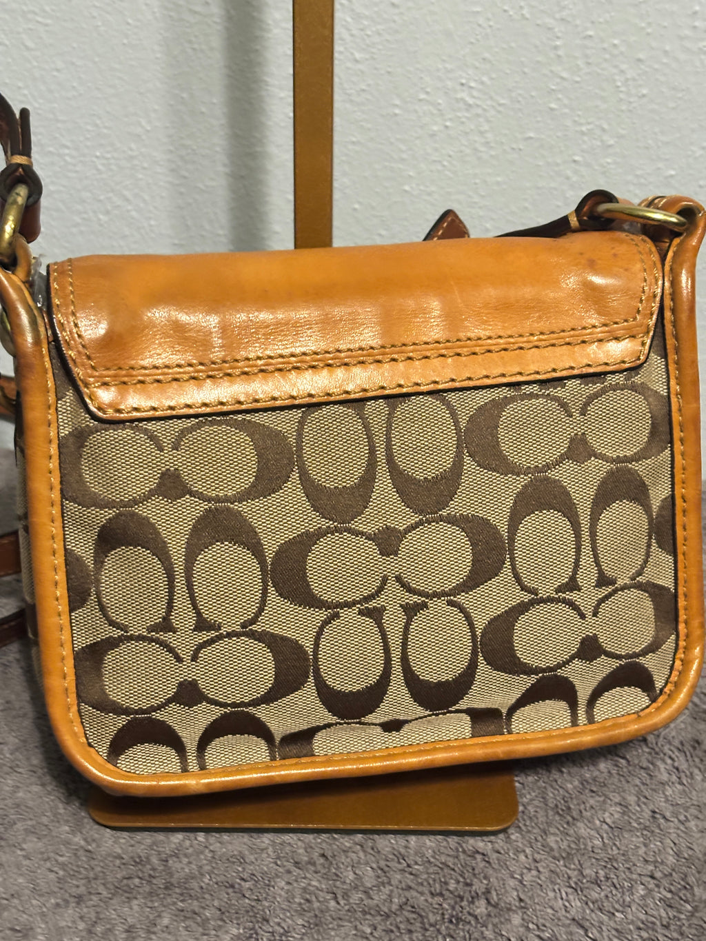 Coach 11593 Bleecker Signature Small Flap Crossbody Khaki Gold