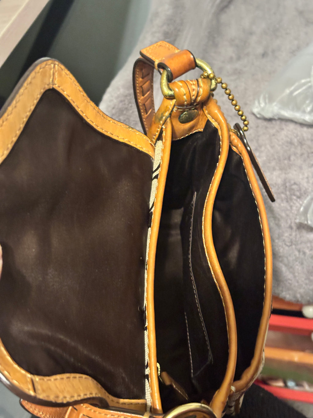 Coach 11593 Bleecker Signature Small Flap Crossbody Khaki Gold