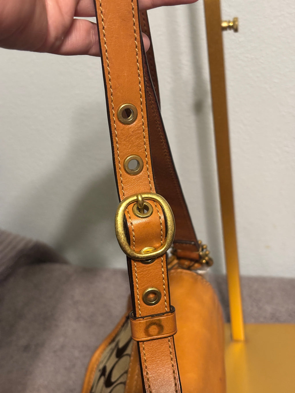 Coach 11593 Bleecker Signature Small Flap Crossbody Khaki Gold