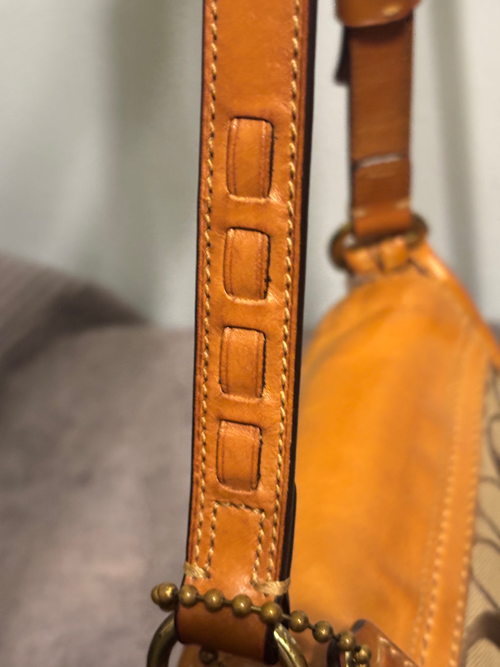 Coach 11593 Bleecker Signature Small Flap Crossbody Khaki Gold