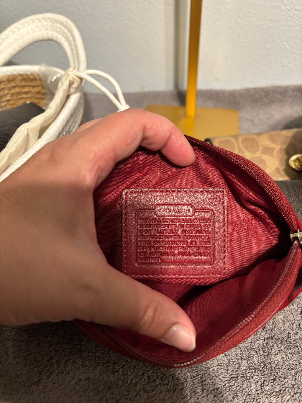 Vintage Coach 6987 Red Leather Small Dome Cosmetic Makeup Case Pouch