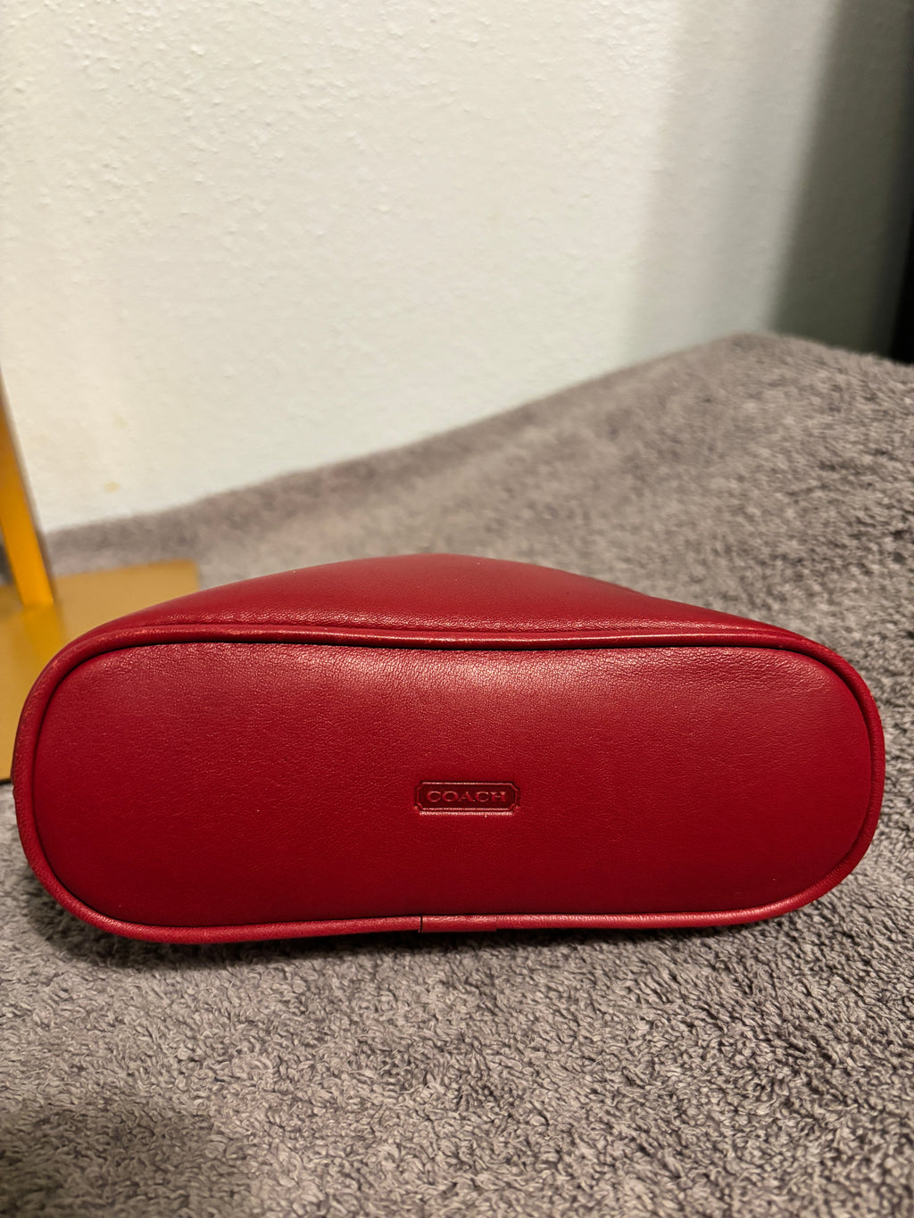 Vintage Coach 6987 Red Leather Small Dome Cosmetic Makeup Case Pouch