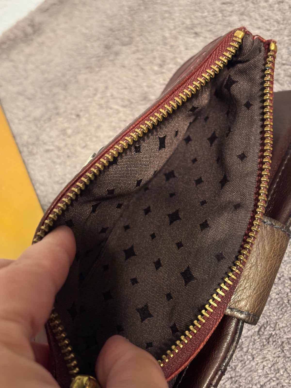 Fossil Tri-Tone Leather Long Wallet Organizer Lamb/Cow Hide