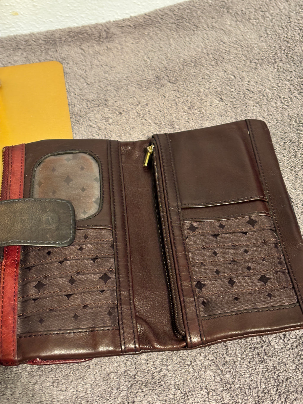 Fossil Tri-Tone Leather Long Wallet Organizer Lamb/Cow Hide