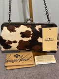 NWT Patricia Nash Black Cavalino Haircalf Kisslock Crossbody Bag