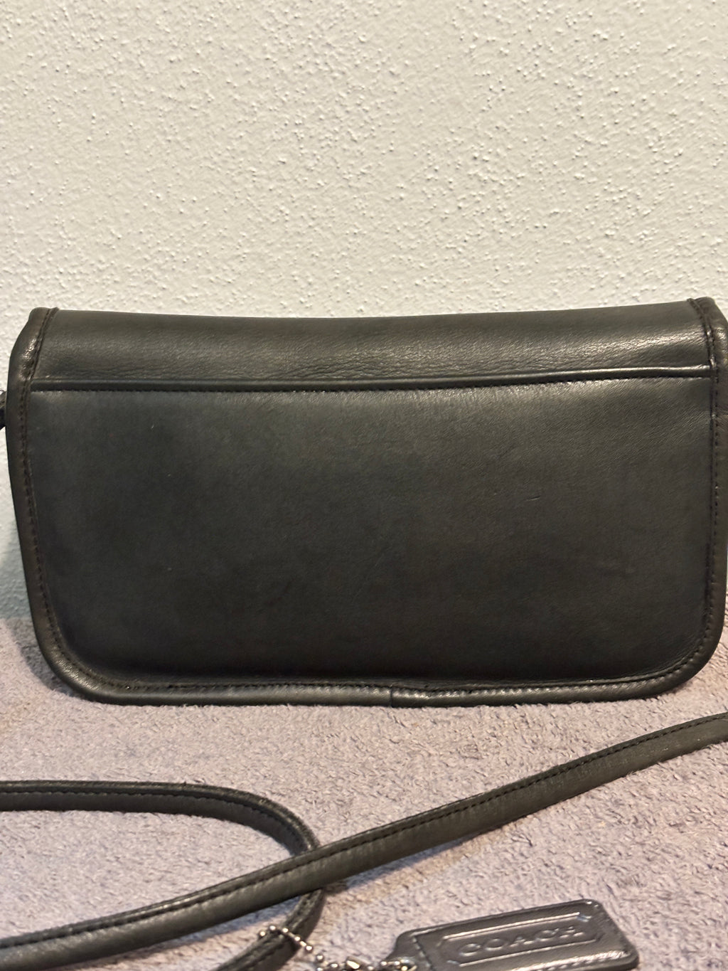 Vintage Coach Dinky 9375 Flannel Gray Leather Crossbody Bag Pre 1994