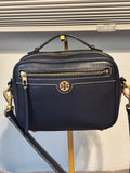 Tory Burch Navy Leather Camera Bag Crossbody Top Handle Style 80505