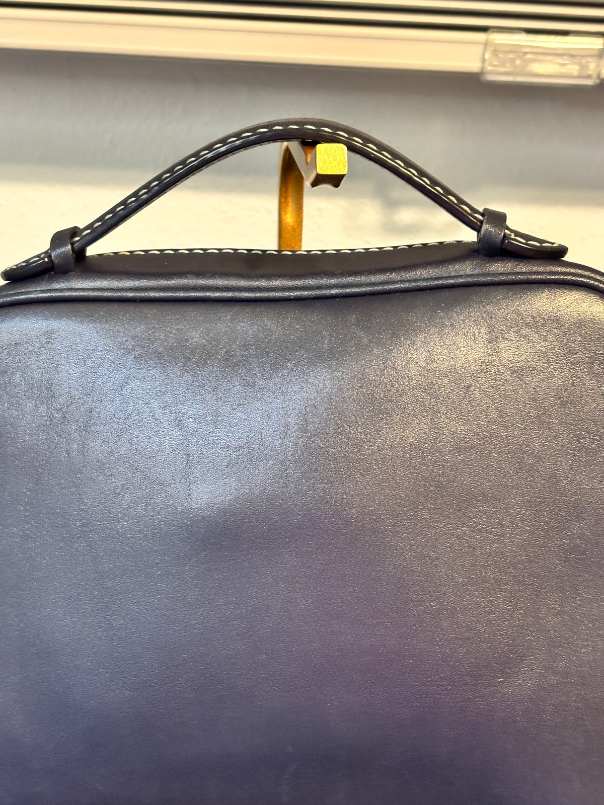 Tory Burch Navy Leather Camera Bag Crossbody Top Handle Style 80505