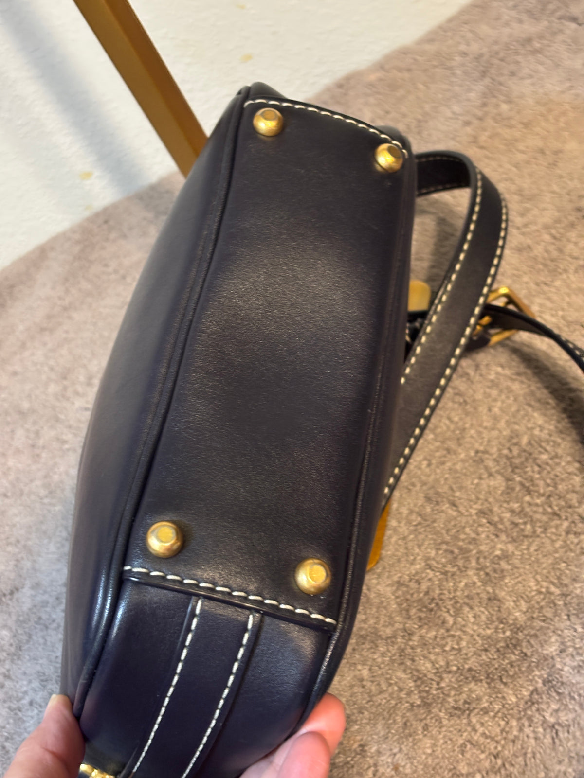 Tory Burch Navy Leather Camera Bag Crossbody Top Handle Style 80505