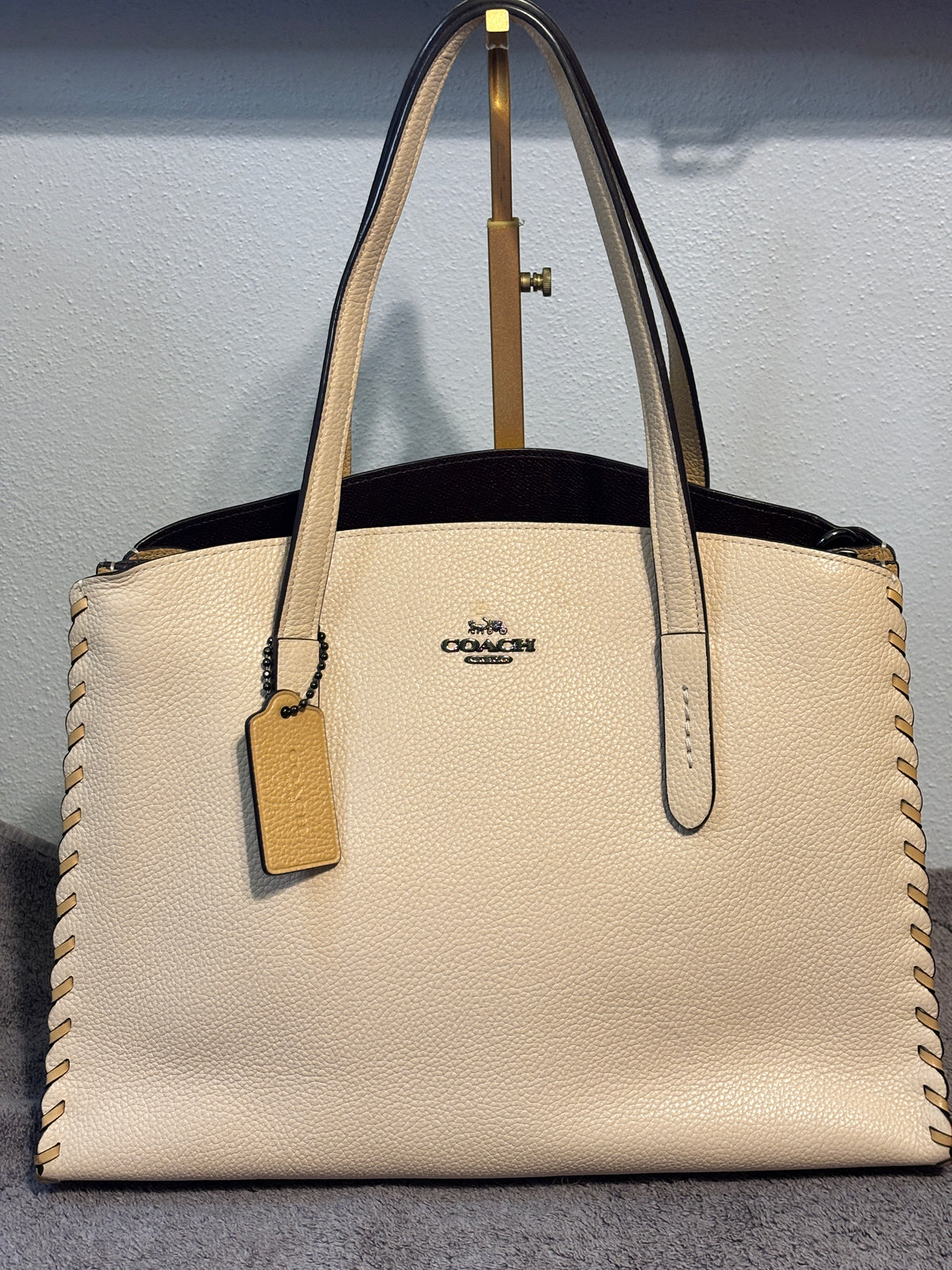 Coach Charlie Carryall Whipstitch Colorblock Almond Cream 69609 Crossbody